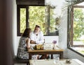 Senior couple dining in a restaurant Royalty Free Stock Photo