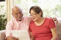 Senior Couple Discussing Document At Home