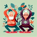 Senior couple is doing fitness training. Doing yoga together. Healthy lifestyle concept. Royalty Free Stock Photo