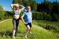 Senior couple doing sport exercising outdoors Royalty Free Stock Photo