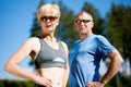 Senior couple doing sport exercising outdoors Royalty Free Stock Photo