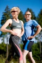 Senior couple doing sport exercising outdoors Royalty Free Stock Photo