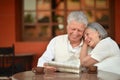 Senior couple drinking coffee Royalty Free Stock Photo