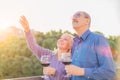 Senior couple drinking wine and relaxing together Royalty Free Stock Photo