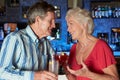 Senior Couple Enjoying Cocktail In Bar Royalty Free Stock Photo
