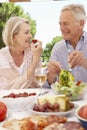 Senior Couple Enjoying Outdoor Meal Together Royalty Free Stock Photo