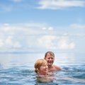 Senior couple enjoying the retirement on a seacost Royalty Free Stock Photo