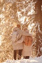 Senior Couple Enjoying Winter Hike in Sunlight Royalty Free Stock Photo