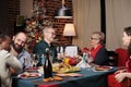 Senior couple exchanging gifts on xmas Royalty Free Stock Photo