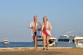 Senior couple exercising Royalty Free Stock Photo