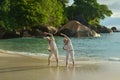 Senior couple exercising in summer