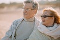 senior couple in eyeglasses hugging Royalty Free Stock Photo