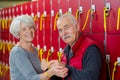 senior couple in fitness club locker room Royalty Free Stock Photo