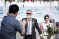 Senior couple getting married at the beach Royalty Free Stock Photo