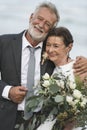 Senior couple getting married at the beach Royalty Free Stock Photo