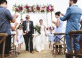 Senior couple getting married at the beach Royalty Free Stock Photo