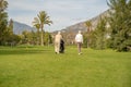 Senior couple at the golf course in summer