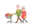 Senior Couple Grandmother, Grandfather Do Shopping