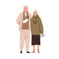 Senior couple of happy elderly man and woman in modern trendy casual apparel. Old spouse wearing fashion stylish clothes Royalty Free Stock Photo