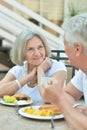 Senior couple having breakfast Royalty Free Stock Photo