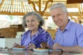 Senior couple having breakfast Royalty Free Stock Photo