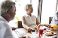 Senior couple having breakfast at a hotel Royalty Free Stock Photo