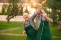 Senior couple having fun outdoors. Royalty Free Stock Photo