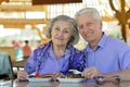 Senior couple having lunch Royalty Free Stock Photo