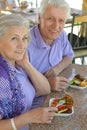 Senior couple having lunch Royalty Free Stock Photo