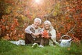 Portrait of senior couple having picnic outdoors Royalty Free Stock Photo