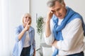 Senior couple having relationship problems, quarrelling at home Royalty Free Stock Photo