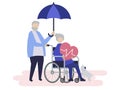 Senior couple with health insurance-related icons