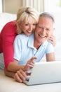 Senior couple on her laptop computer Royalty Free Stock Photo