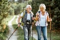 Senior couple hiking in the forest Royalty Free Stock Photo