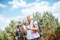 Senior couple hiking in the forest Royalty Free Stock Photo