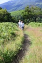 Senior couple hiking in mountains Royalty Free Stock Photo