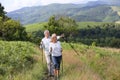 Senior couple hiking in mountains Royalty Free Stock Photo