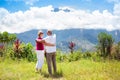 Senior couple hiking in mountains and jungle Royalty Free Stock Photo