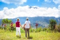 Senior couple hiking in mountains and jungle Royalty Free Stock Photo