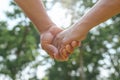 Senior couple holding hands at park Royalty Free Stock Photo