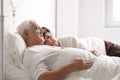 Senior couple on hospital bed Royalty Free Stock Photo