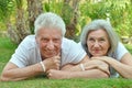 Senior couple at hotel garden Royalty Free Stock Photo