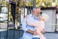 selective focus of smiling senior couple hugging each other Royalty Free Stock Photo