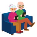 Senior couple husband and wife with a computer tablet