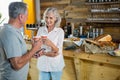 Senior couple interacting with each other while having coffee Royalty Free Stock Photo