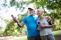 Senior couple jogging and running outdoors in nature Royalty Free Stock Photo
