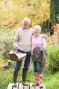 Senior Couple Outdoors With Picnic Basket Royalty Free Stock Photo