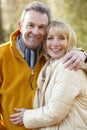 Senior couple portrait outdoors in winter