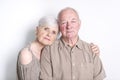 Senior couple posing on studio white background Royalty Free Stock Photo