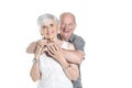 Senior couple posing on studio white background Royalty Free Stock Photo